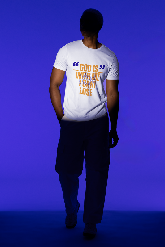 Christian Faith T-Shirt "God Is With Me I Can't Lose" — Inspirational Graphic Tee | Soft Unisex Crew Neck | Gift for Believers, Church, Prayer & Worship