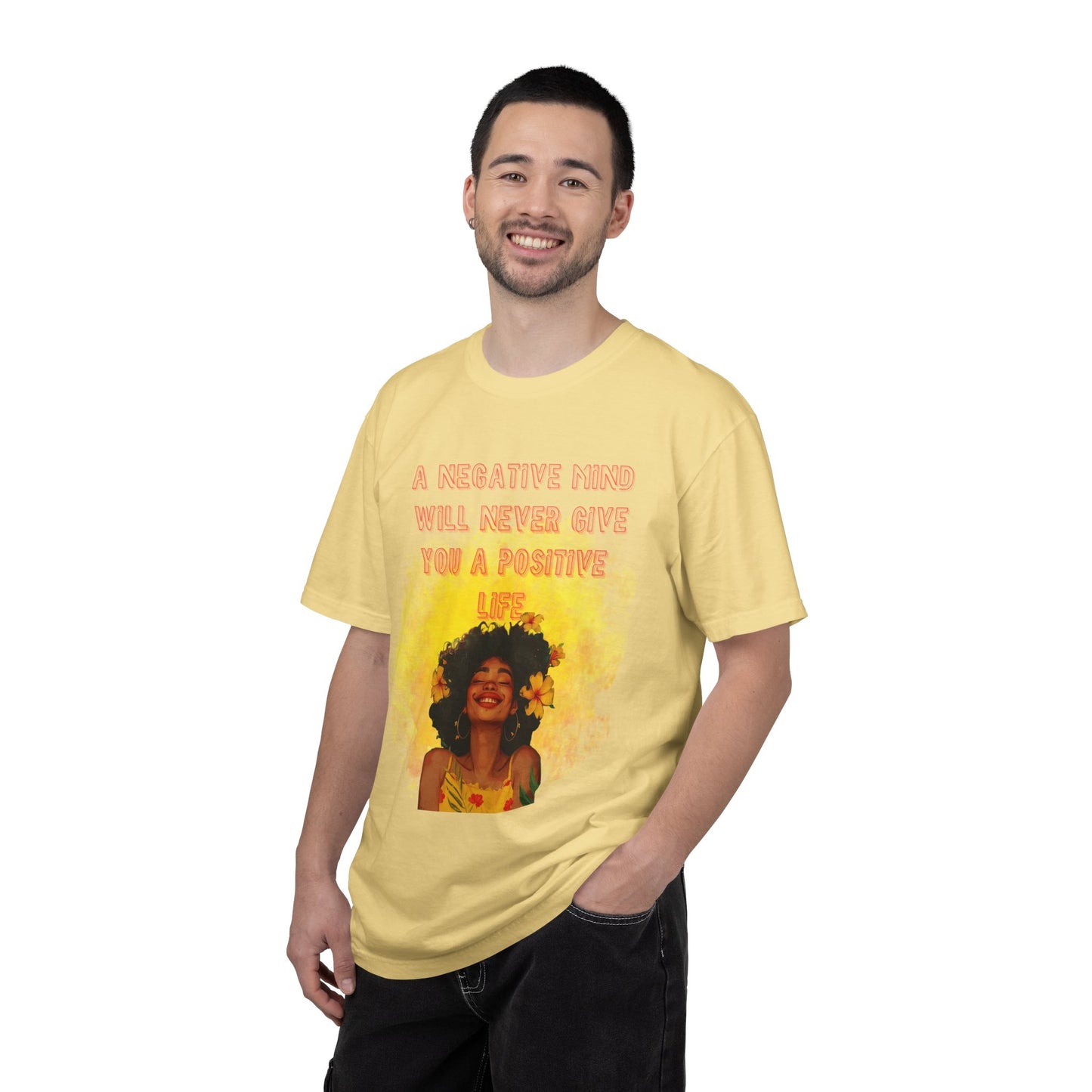 Positive Vibes Graphic Tee | "A Negative Mind Will Never Give You a Positive Life" | Motivational Shirt | Good Energy | Unisex