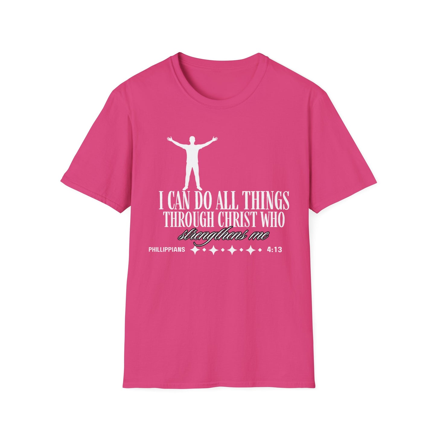 I Can Do All Things Through Christ Who Strengthens Me" Philippians 4:13 Unisex Christian Graphic Tee | Faith T-ShirtPhilippians 4:13 shirt