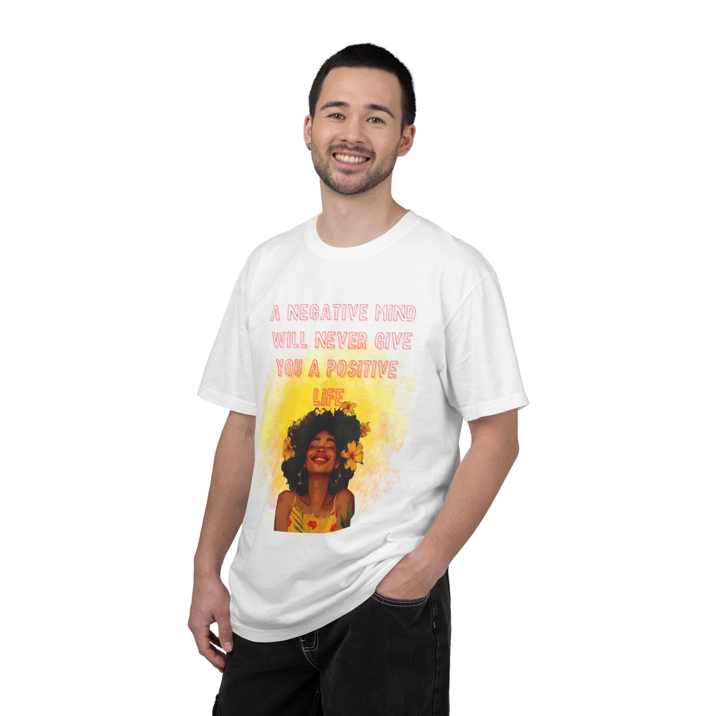 Positive Vibes Graphic Tee | "A Negative Mind Will Never Give You a Positive Life" | Motivational Shirt | Good Energy | Unisex