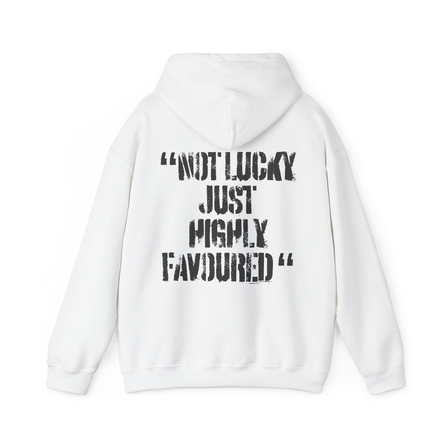 Not Lucky Just Highly Favoured" Psalm 5:12 Unisex Graphic Hoodie | Christian Street Style Sweatshirt
