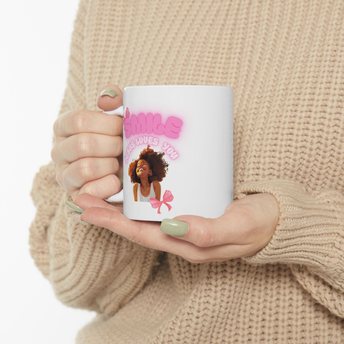 Floral Girl Ceramic Mug – Cute Pink Flower Crown Coffee Cup (11oz/15oz)