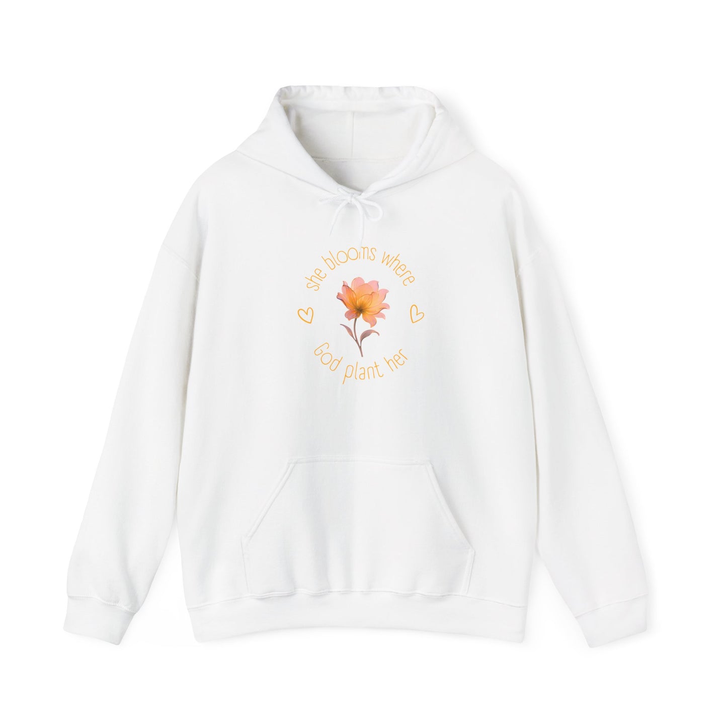 Christian Women's Hoodie — "She Blooms Where God Plants Her" | Floral Faith Hoodie