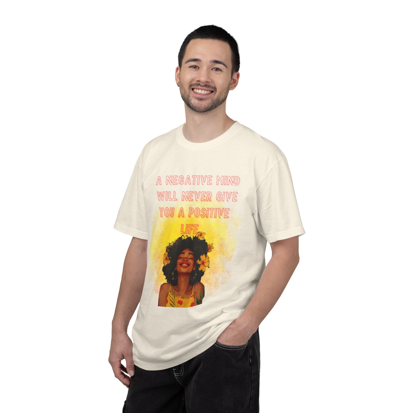 Positive Vibes Graphic Tee | "A Negative Mind Will Never Give You a Positive Life" | Motivational Shirt | Good Energy | Unisex