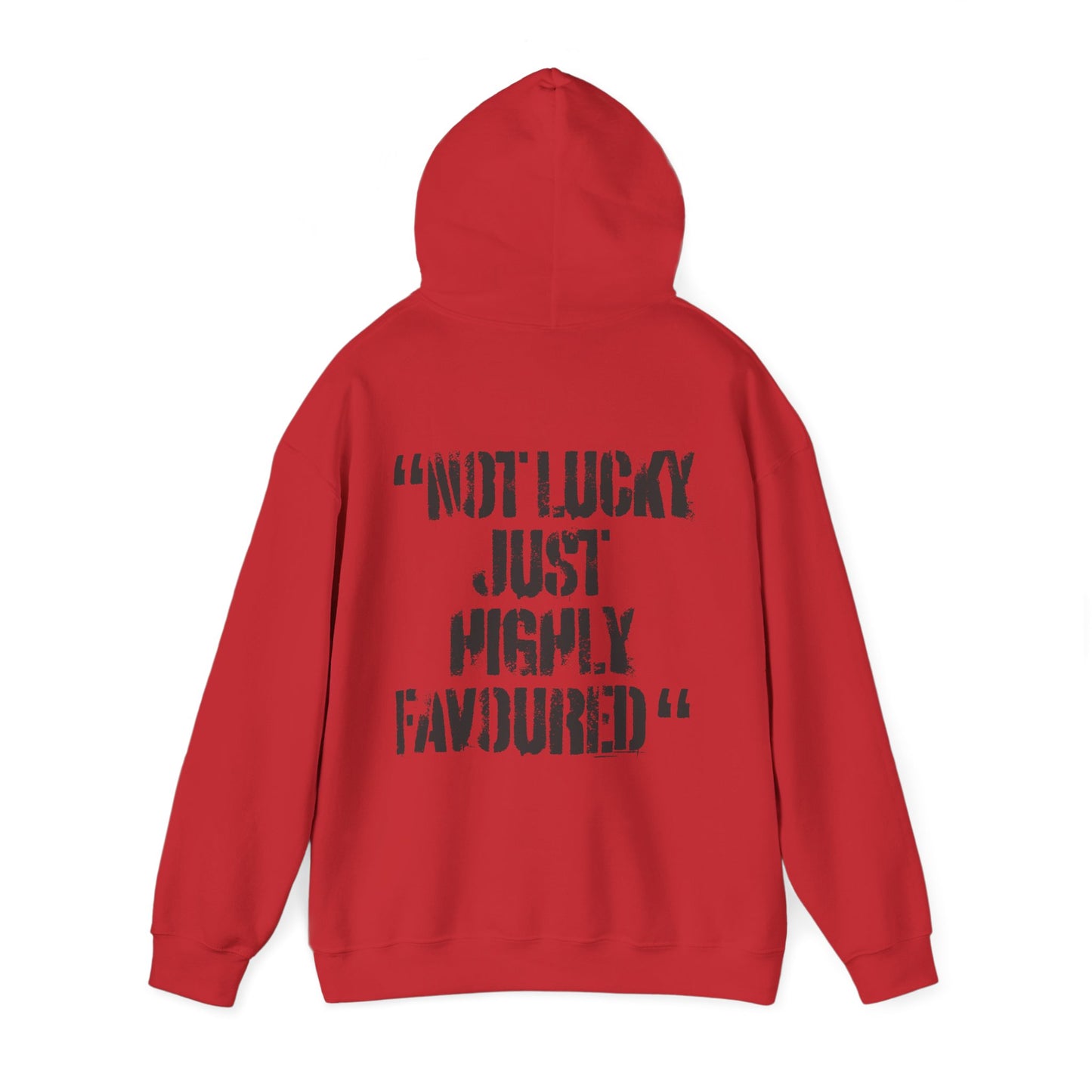 Not Lucky Just Highly Favoured" Psalm 5:12 Unisex Graphic Hoodie | Christian Street Style Sweatshirt