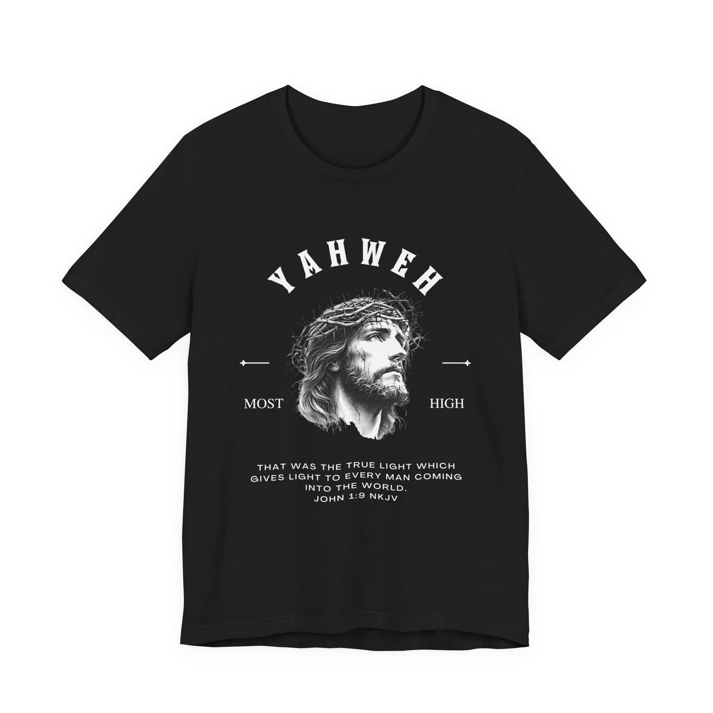 Yahweh Most High — Monochrome Jesus Portrait Faith Tee | Unisex Christian T-Shirt