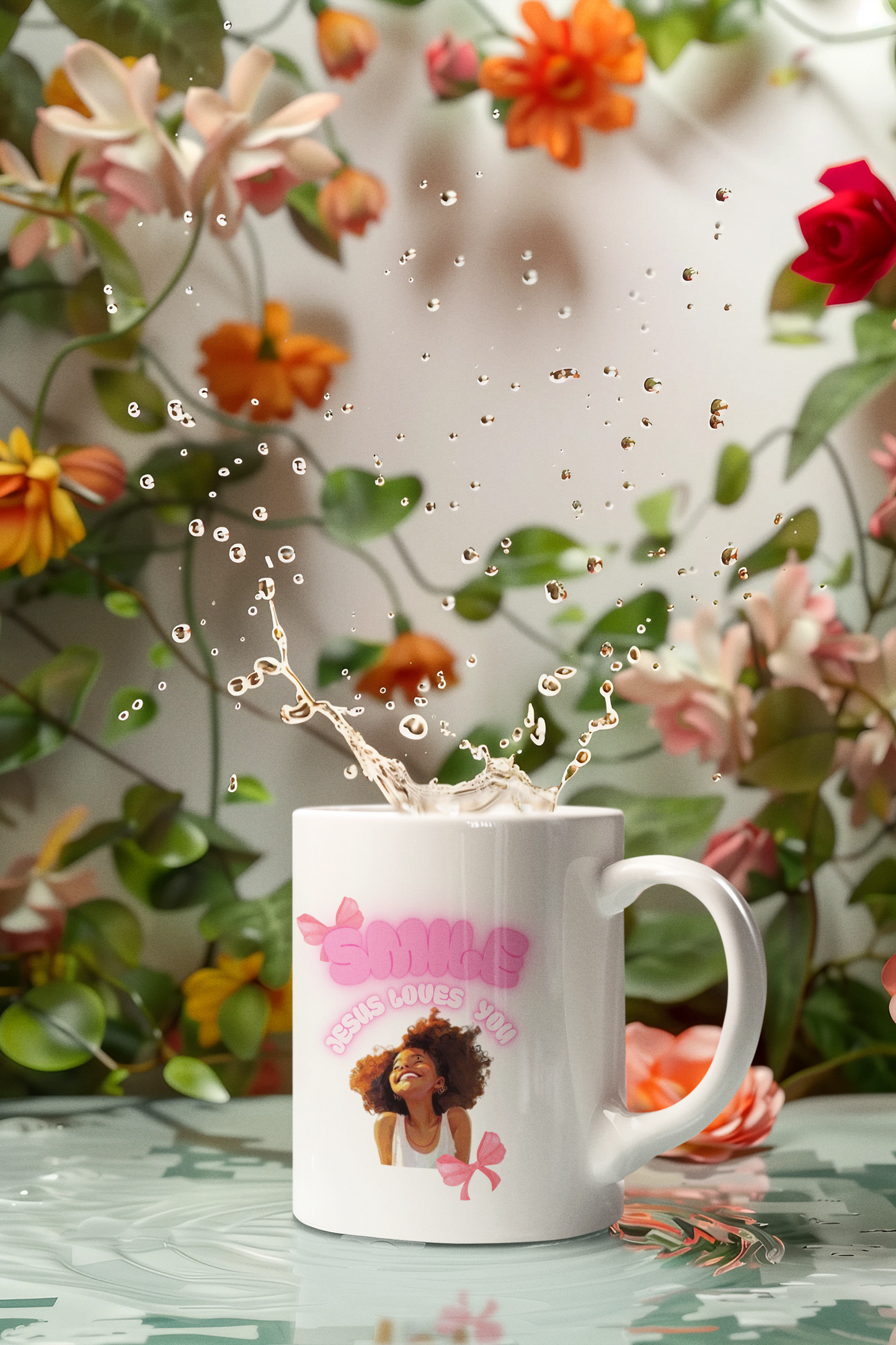 Floral Girl Ceramic Mug – Cute Pink Flower Crown Coffee Cup (11oz/15oz)