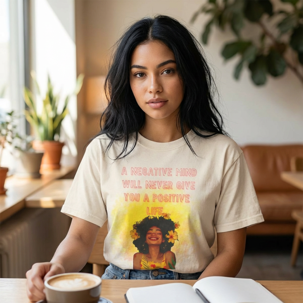 Positive Vibes Graphic Tee | "A Negative Mind Will Never Give You a Positive Life" | Motivational Shirt | Good Energy | Unisex
