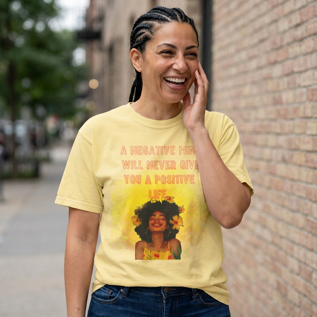 Positive Vibes Graphic Tee | "A Negative Mind Will Never Give You a Positive Life" | Motivational Shirt | Good Energy | Unisex