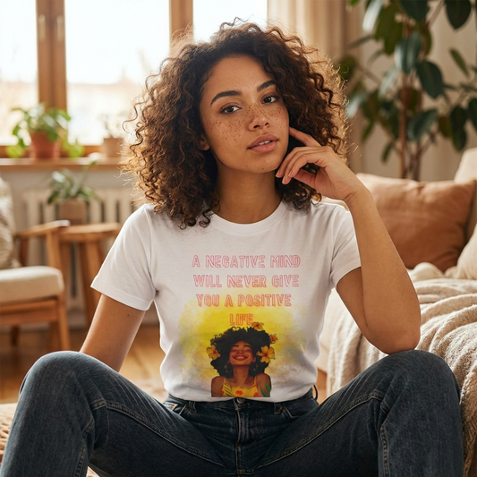 Positive Vibes Graphic Tee | "A Negative Mind Will Never Give You a Positive Life" | Motivational Shirt | Good Energy | Unisex