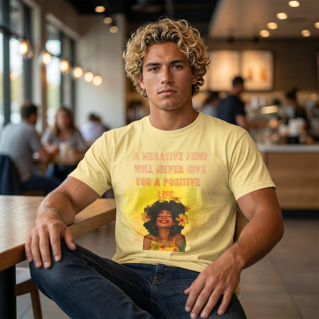 Positive Vibes Graphic Tee | "A Negative Mind Will Never Give You a Positive Life" | Motivational Shirt | Good Energy | Unisex