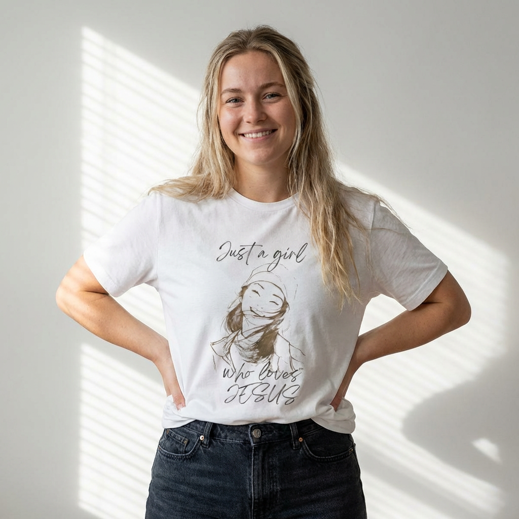 Just A Girl Who Loves Jesus Shirt | Christian Girl Tee | Faith T-Shirt for Women | Cute Religious Gift | Christian Apparel | Church Shirt