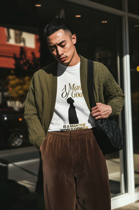 A Man of God Is A Man The World Cannot Break" Garment-Dyed Heavyweight Tee | Christian Faith T-Shirt for Men