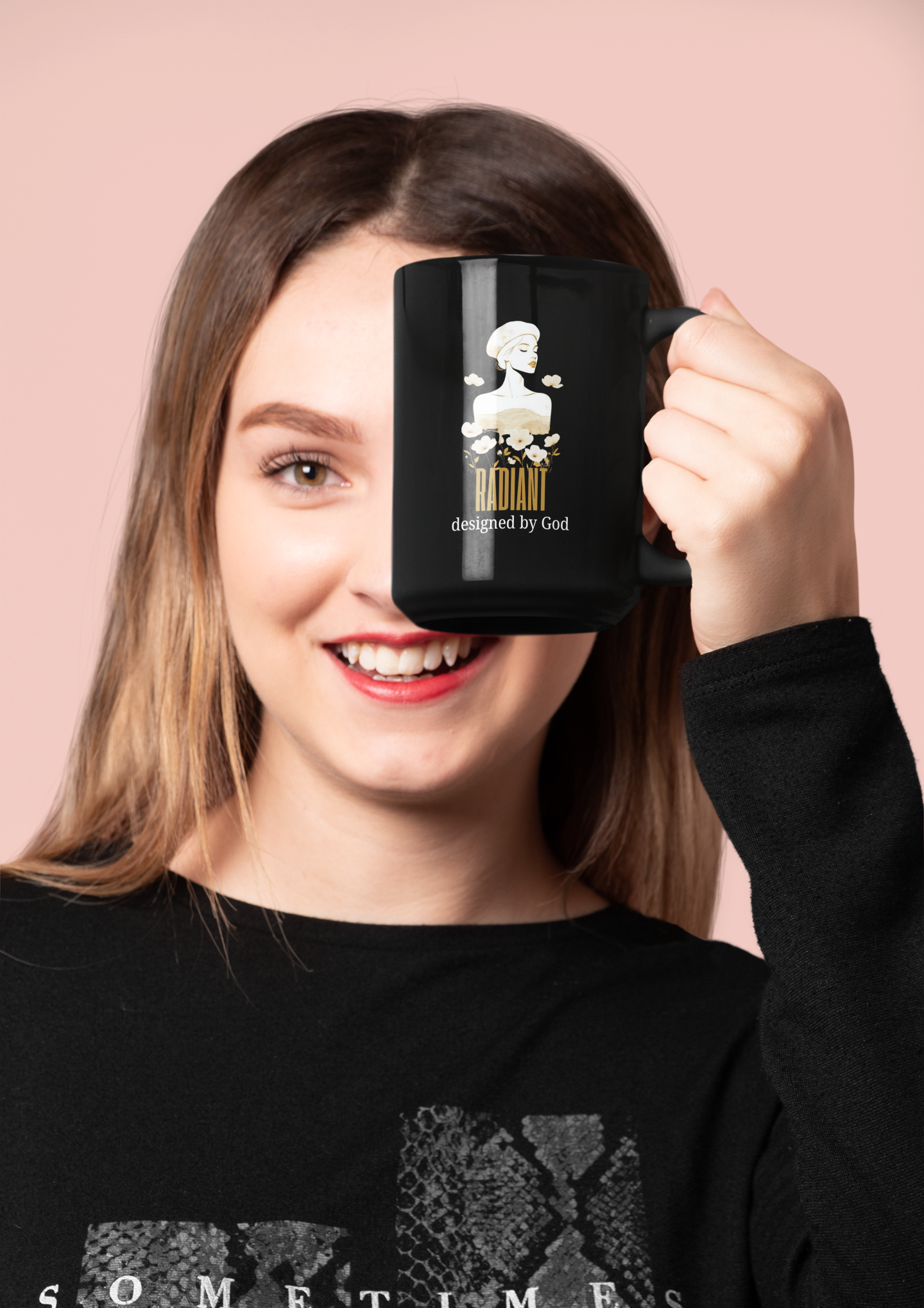 Radiant Mug — "Radiant designed by God" Inspirational Black Coffee Cup