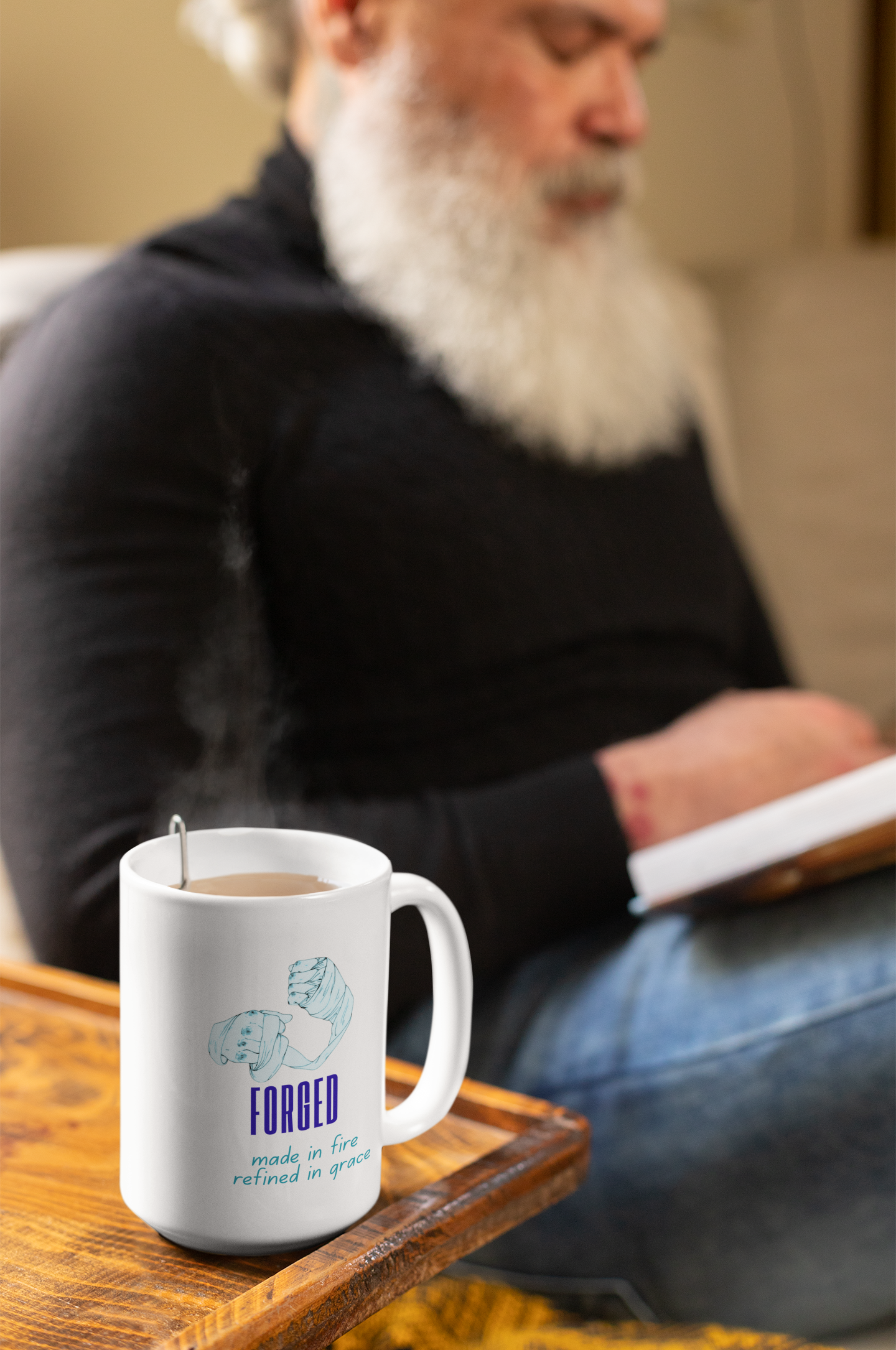 Forged — Made In Fire Refined In Grace" Christian Coffee Mug | Faith Gift Mug 11oz & 15oz | Resilience Mug