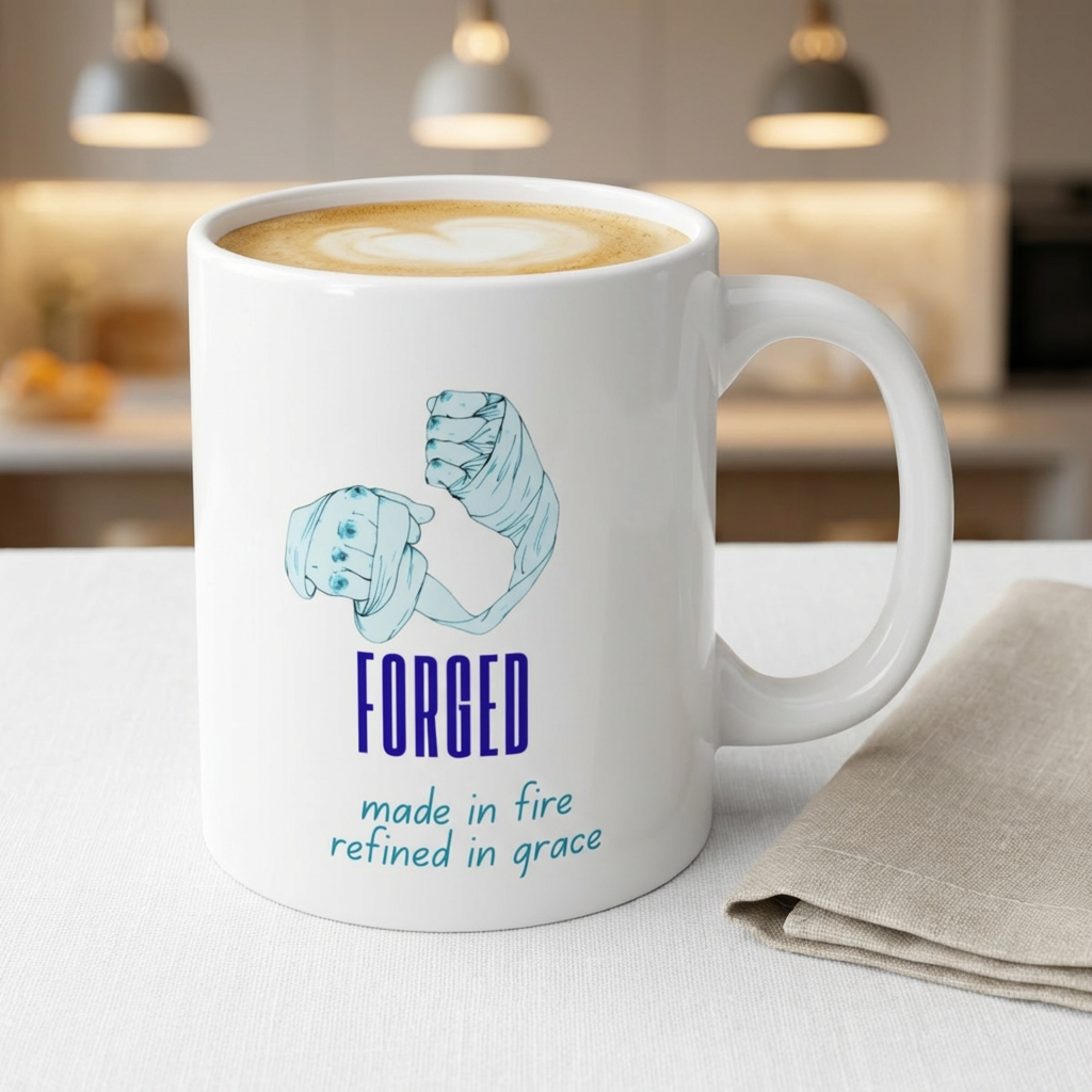 Forged — Made In Fire Refined In Grace" Christian Coffee Mug | Faith Gift Mug 11oz & 15oz | Resilience Mug
