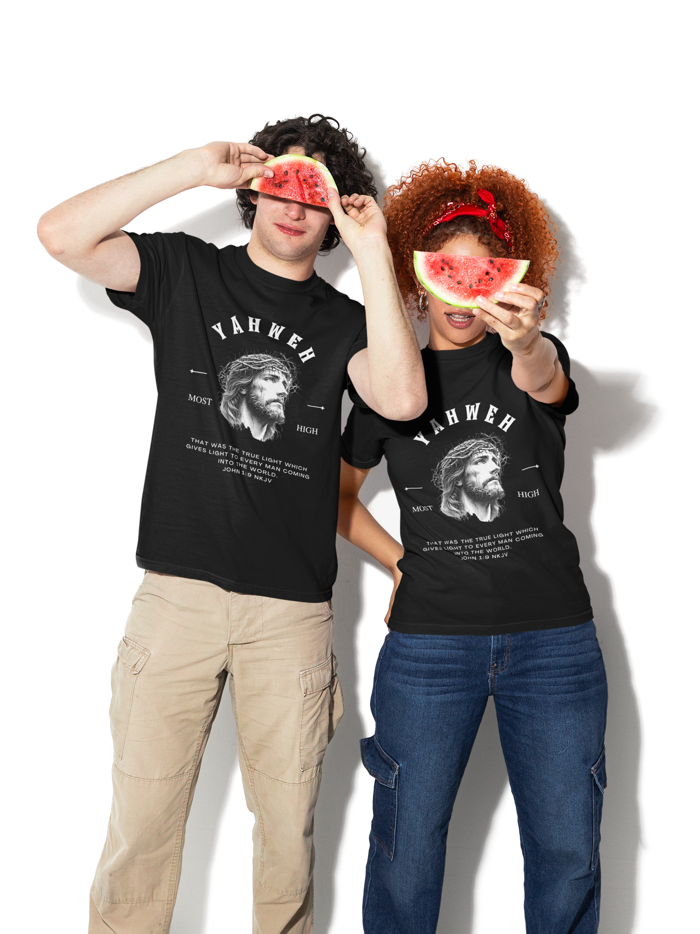 Yahweh Most High — Monochrome Jesus Portrait Faith Tee | Unisex Christian T-Shirt