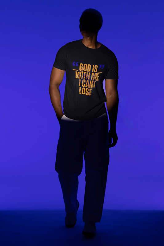 Christian Faith T-Shirt "God Is With Me I Can't Lose" — Inspirational Graphic Tee | Soft Unisex Crew Neck | Gift for Believers, Church, Prayer & Worship