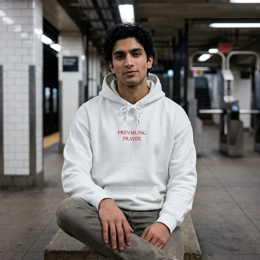 A Man Who Prays Is A Man Who Prevails" Unisex Graphic Hoodie | Christian Faith Sweatshirt for Men