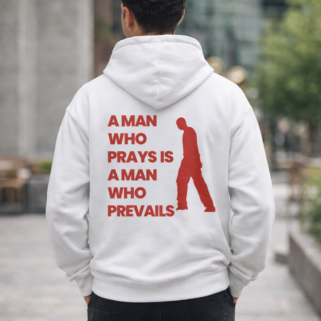A Man Who Prays Is A Man Who Prevails" Unisex Graphic Hoodie | Christian Faith Sweatshirt for Men