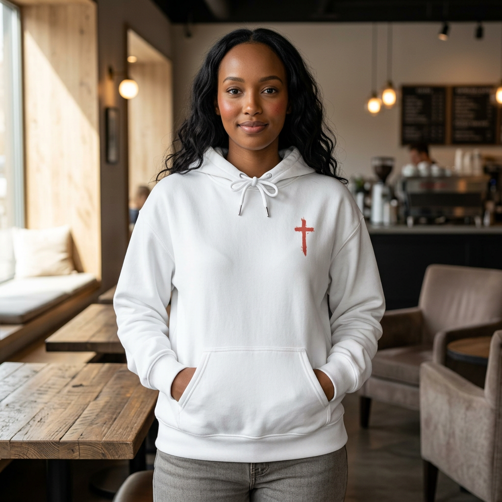 Christ In Me The Hope Of Glory Hoodie | Minimalist Christian Cross Sweatshirt | Bible Verse Apparel