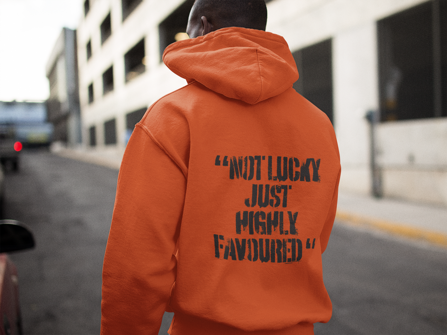 Not Lucky Just Highly Favoured" Psalm 5:12 Unisex Graphic Hoodie | Christian Street Style Sweatshirt
