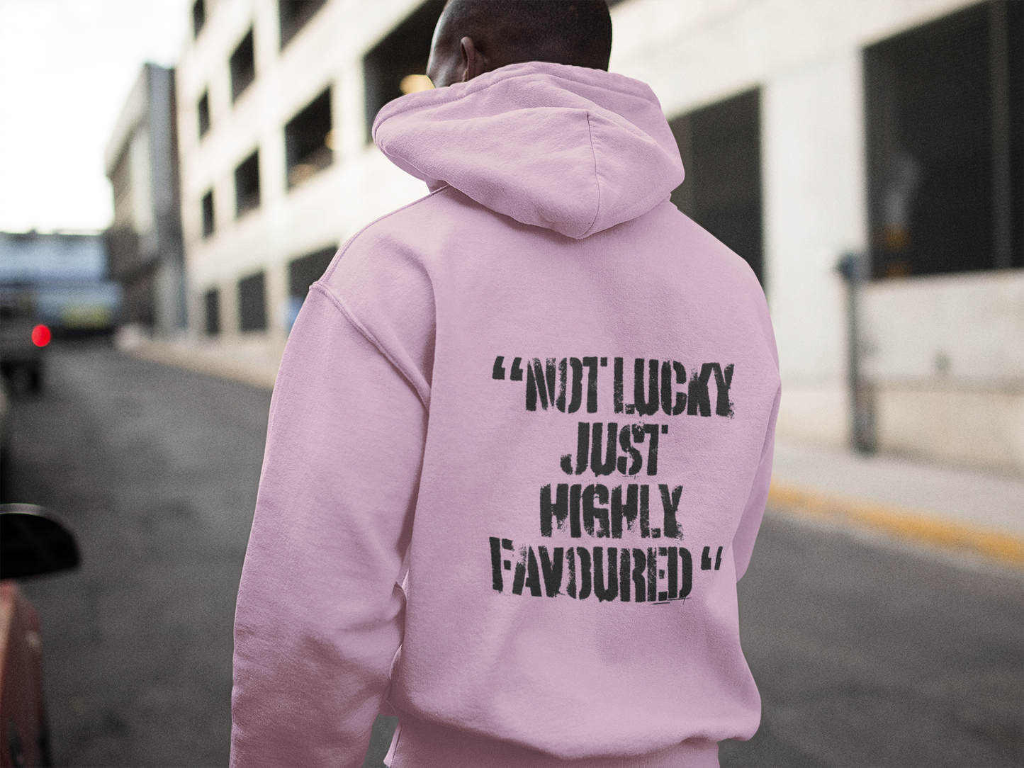 Not Lucky Just Highly Favoured" Psalm 5:12 Unisex Graphic Hoodie | Christian Street Style Sweatshirt