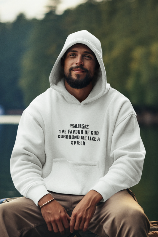 Not Lucky Just Highly Favoured" Psalm 5:12 Unisex Graphic Hoodie | Christian Street Style Sweatshirt