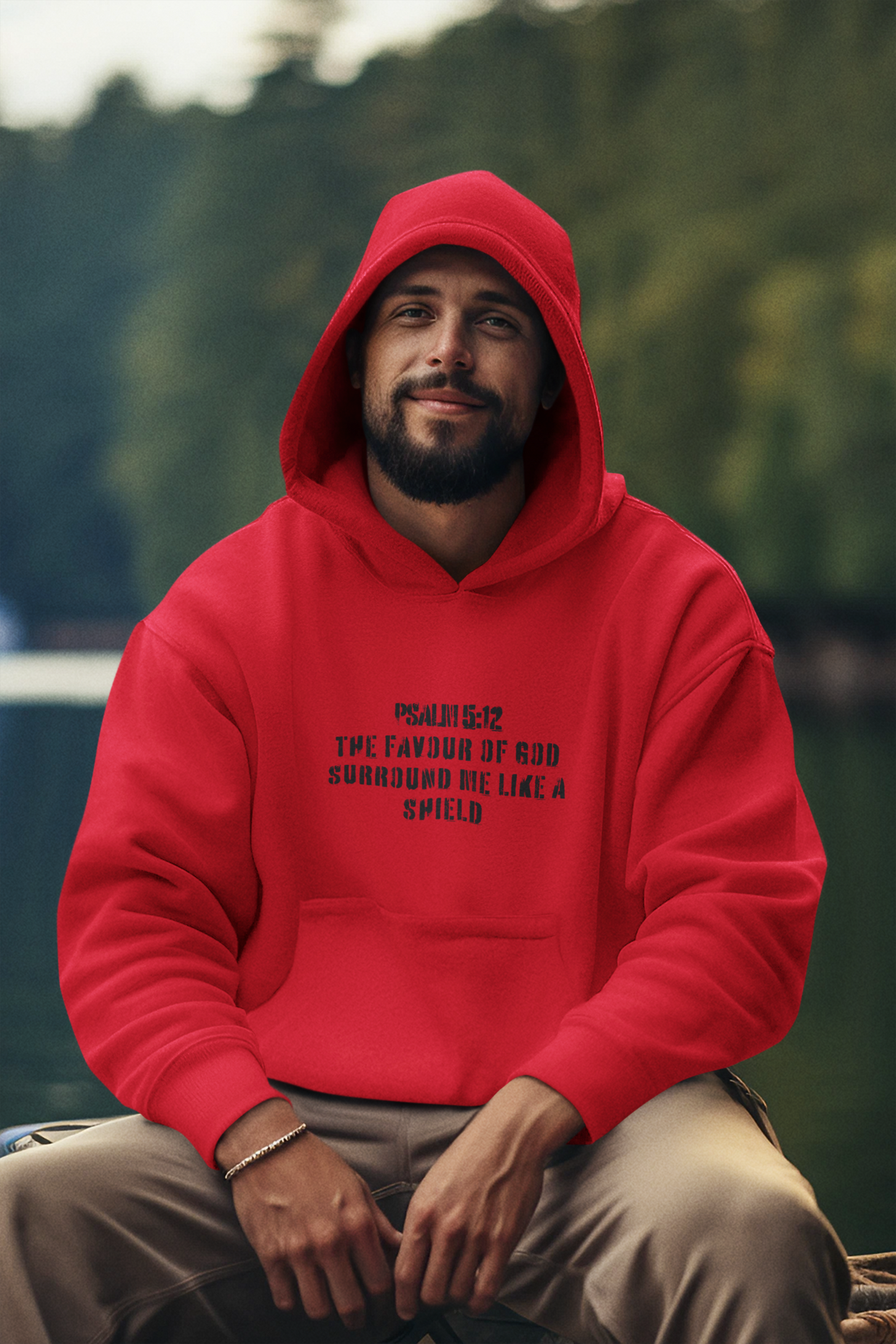 Not Lucky Just Highly Favoured" Psalm 5:12 Unisex Graphic Hoodie | Christian Street Style Sweatshirt