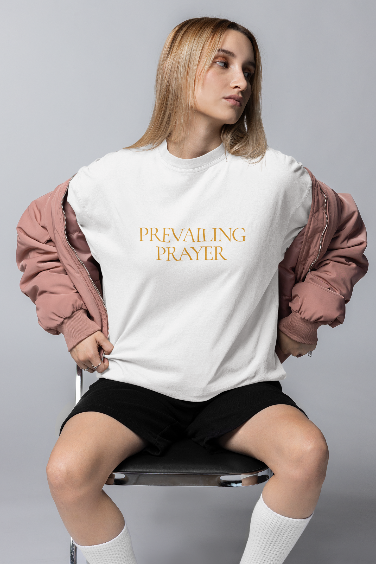 Prevailing Prayer — A Woman Who Prays Is A Woman Who Prevails" Women's Christian Graphic Tee | Faith T-Shirt