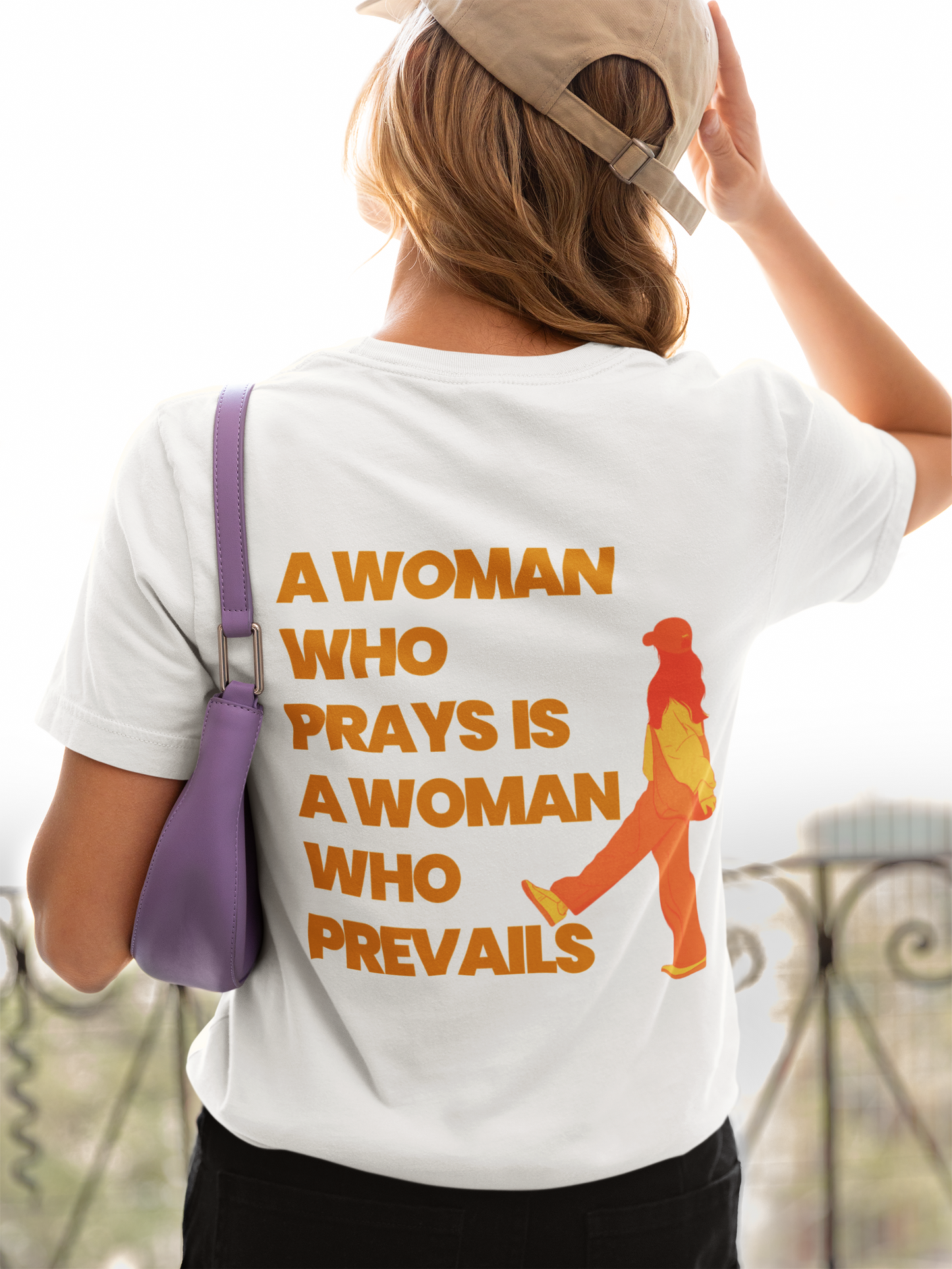Prevailing Prayer — A Woman Who Prays Is A Woman Who Prevails" Women's Christian Graphic Tee | Faith T-Shirt