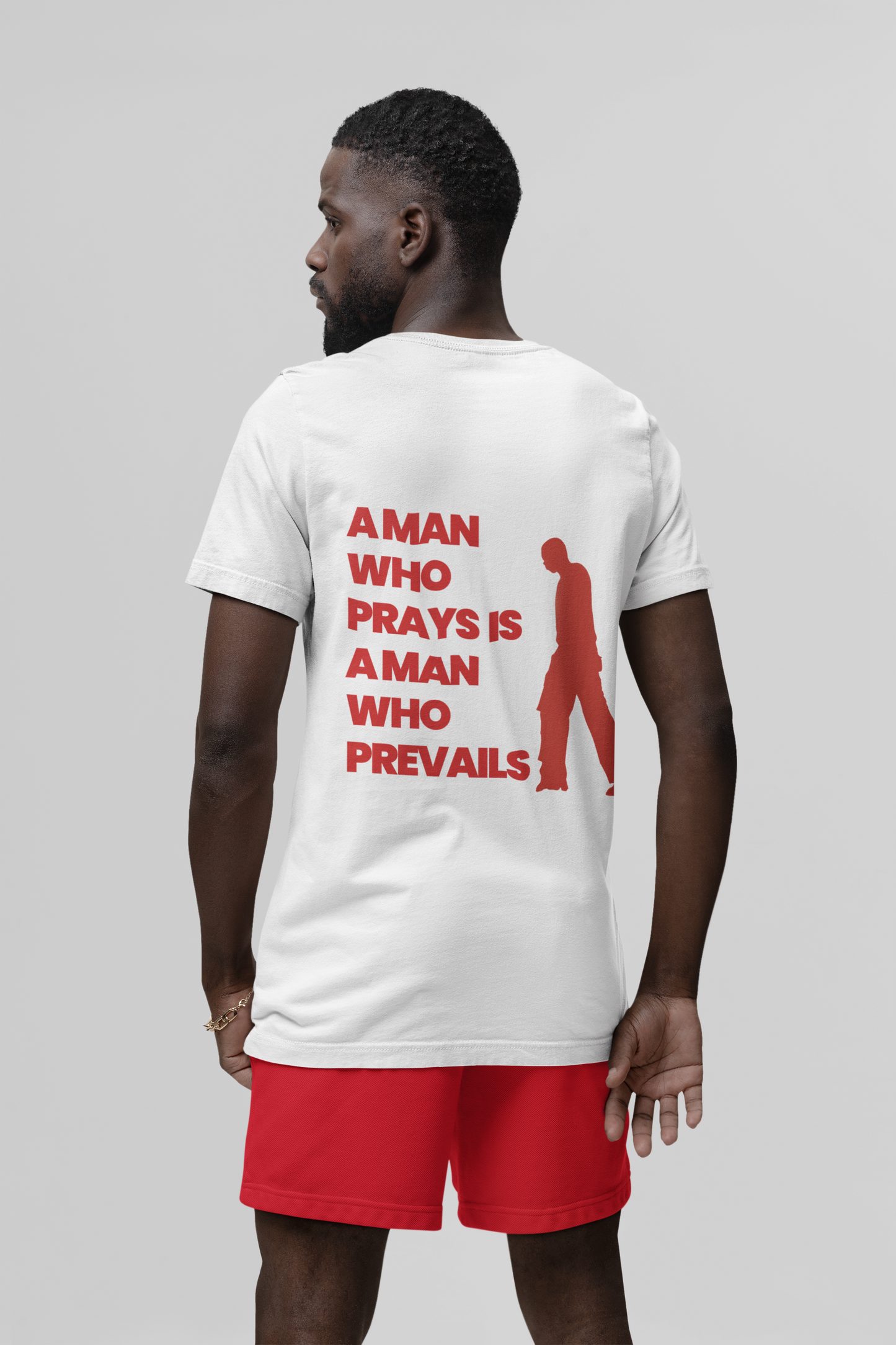 Prevailing Prayer — A Man Who Prays Is A Man Who Prevails" Men's Christian Graphic Tee | Faith T-Shirt for Men