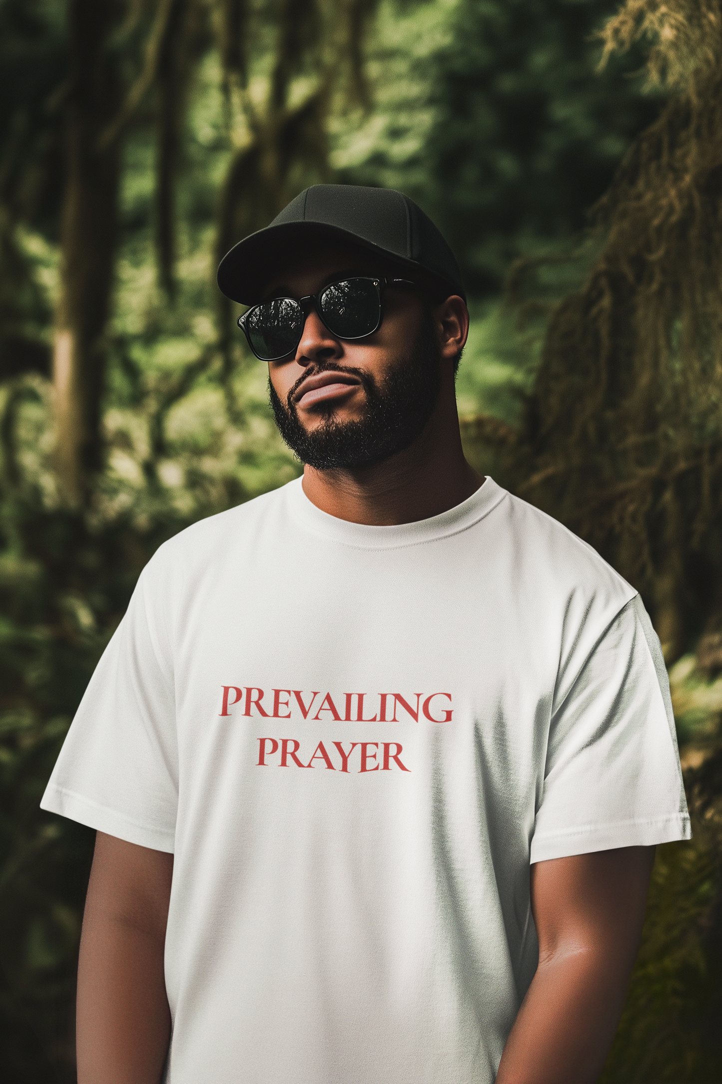 Prevailing Prayer — A Man Who Prays Is A Man Who Prevails" Men's Christian Graphic Tee | Faith T-Shirt for Men