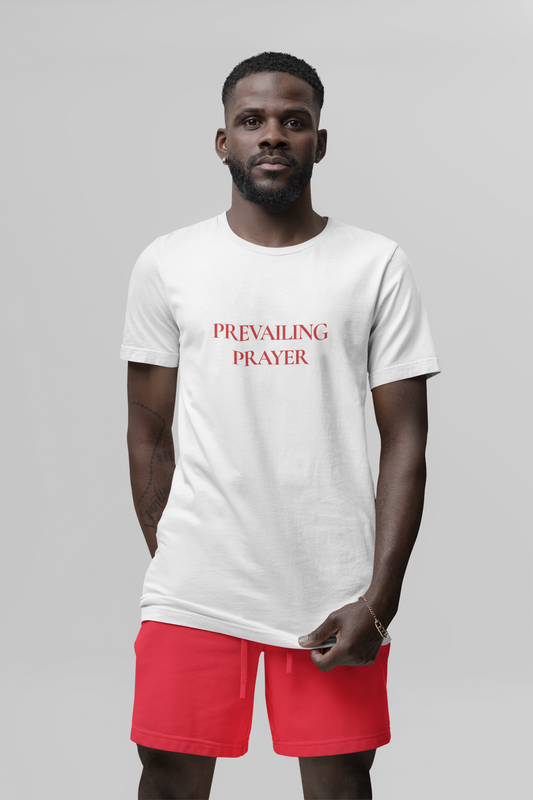 Prevailing Prayer — A Man Who Prays Is A Man Who Prevails" Men's Christian Graphic Tee | Faith T-Shirt for Men