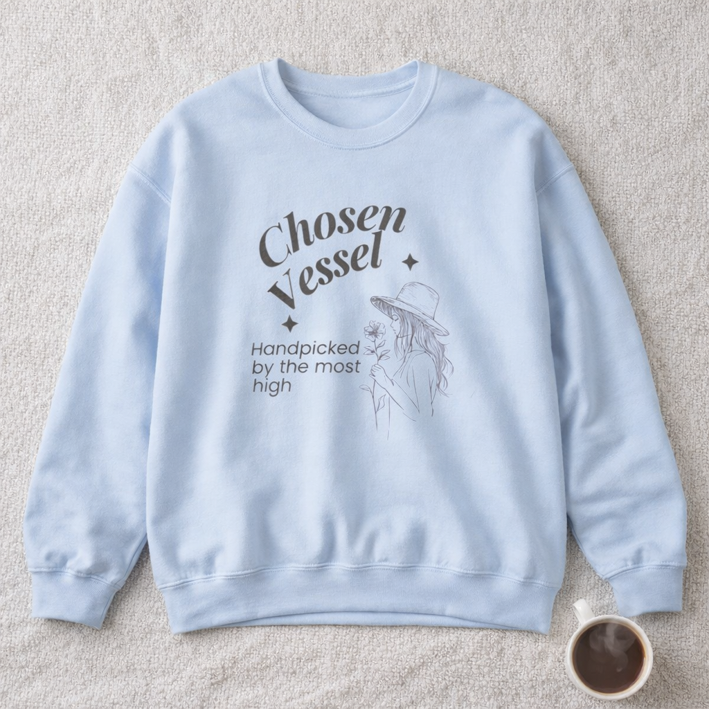 Chosen Vessel Crewneck Sweatshirt – "Handpicked by the Most High" Spiritual Graphic Sweatshirt