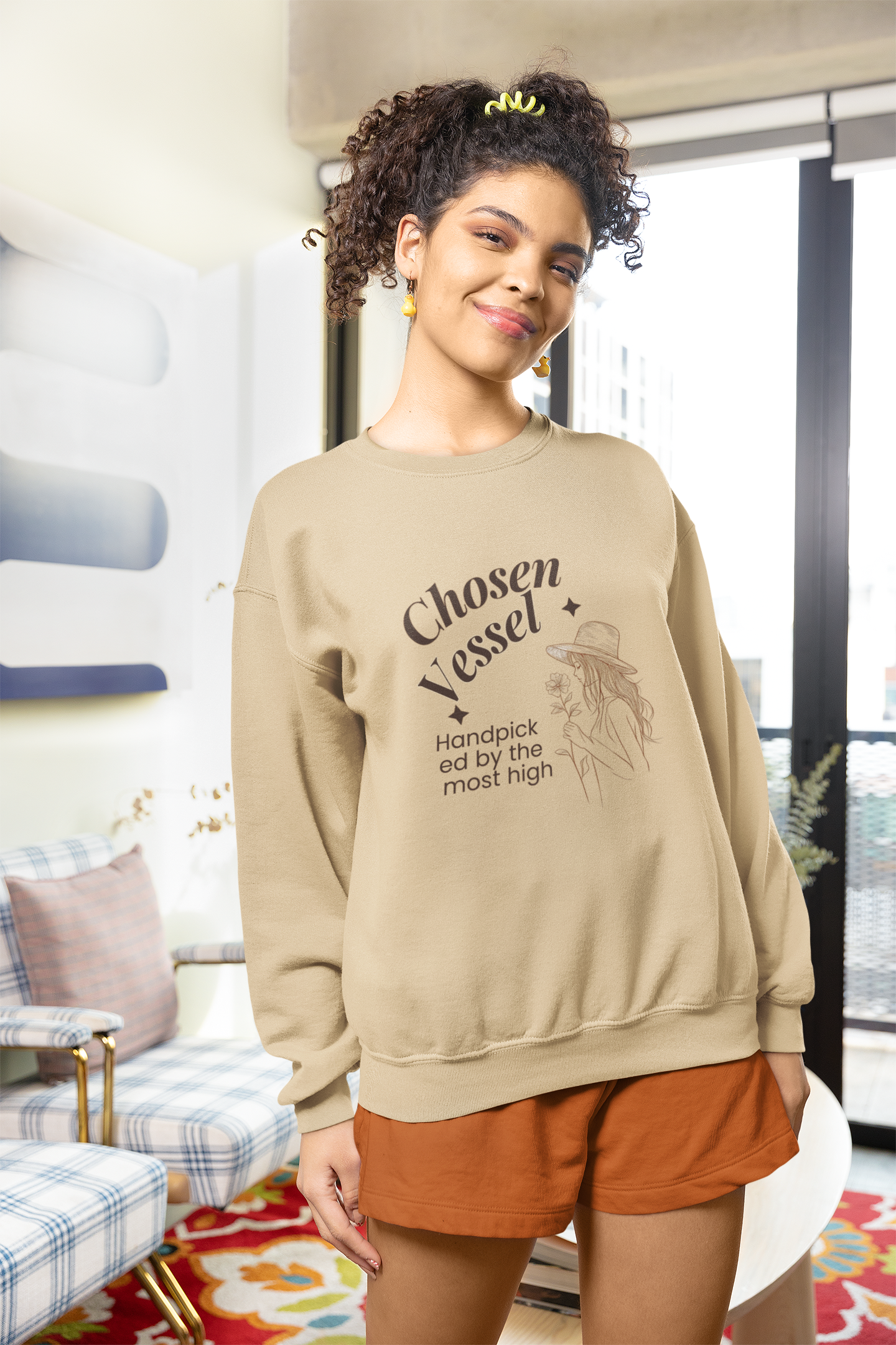 Chosen Vessel Crewneck Sweatshirt – "Handpicked by the Most High" Spiritual Graphic Sweatshirt