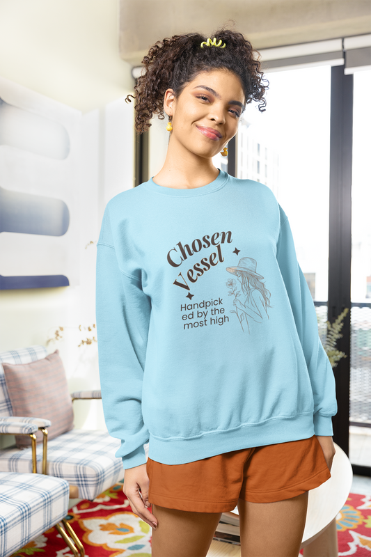 Chosen Vessel Crewneck Sweatshirt – "Handpicked by the Most High" Spiritual Graphic Sweatshirt
