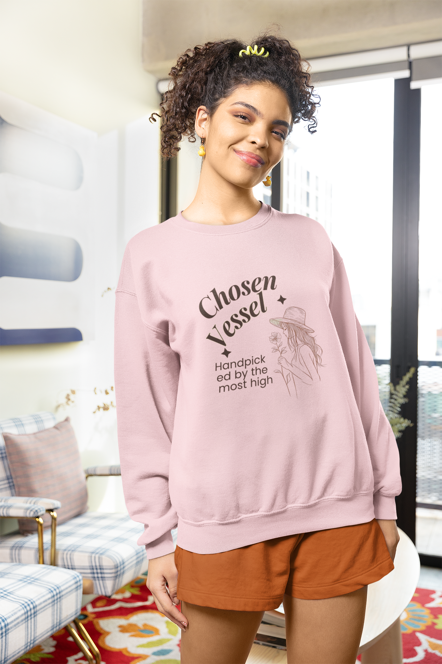 Chosen Vessel Crewneck Sweatshirt – "Handpicked by the Most High" Spiritual Graphic Sweatshirt