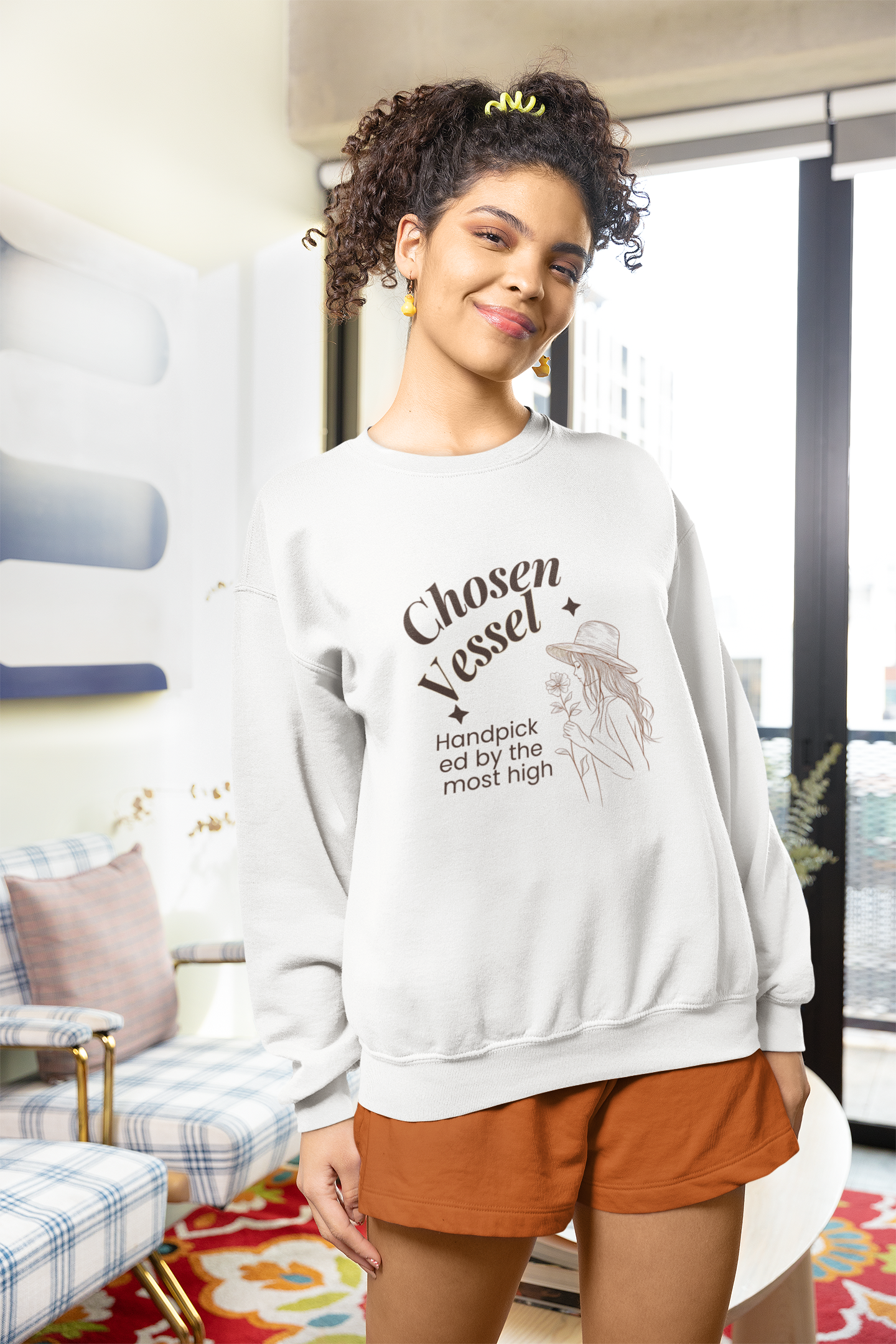 Chosen Vessel Crewneck Sweatshirt – "Handpicked by the Most High" Spiritual Graphic Sweatshirt