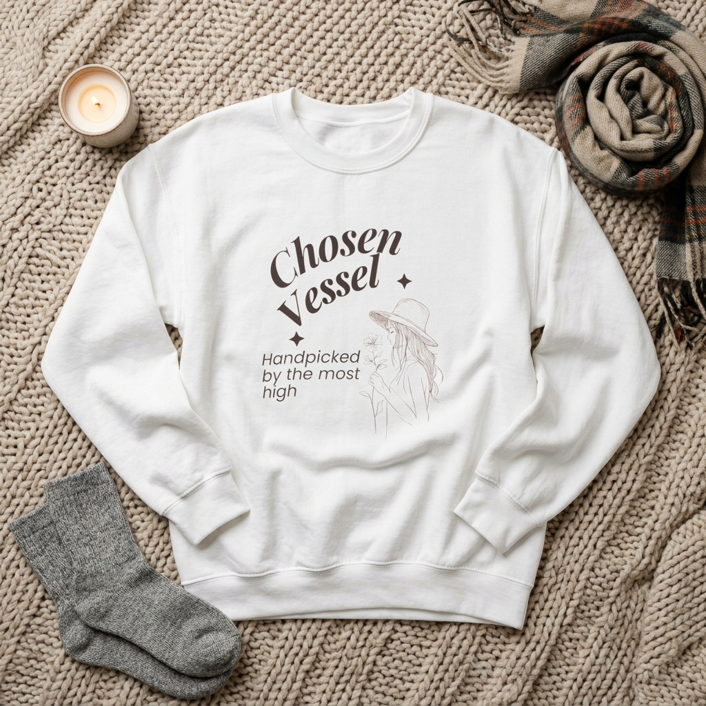 Chosen Vessel Crewneck Sweatshirt – "Handpicked by the Most High" Spiritual Graphic Sweatshirt
