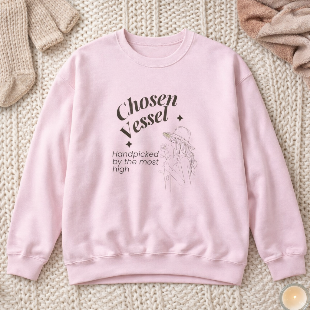 Chosen Vessel Crewneck Sweatshirt – "Handpicked by the Most High" Spiritual Graphic Sweatshirt