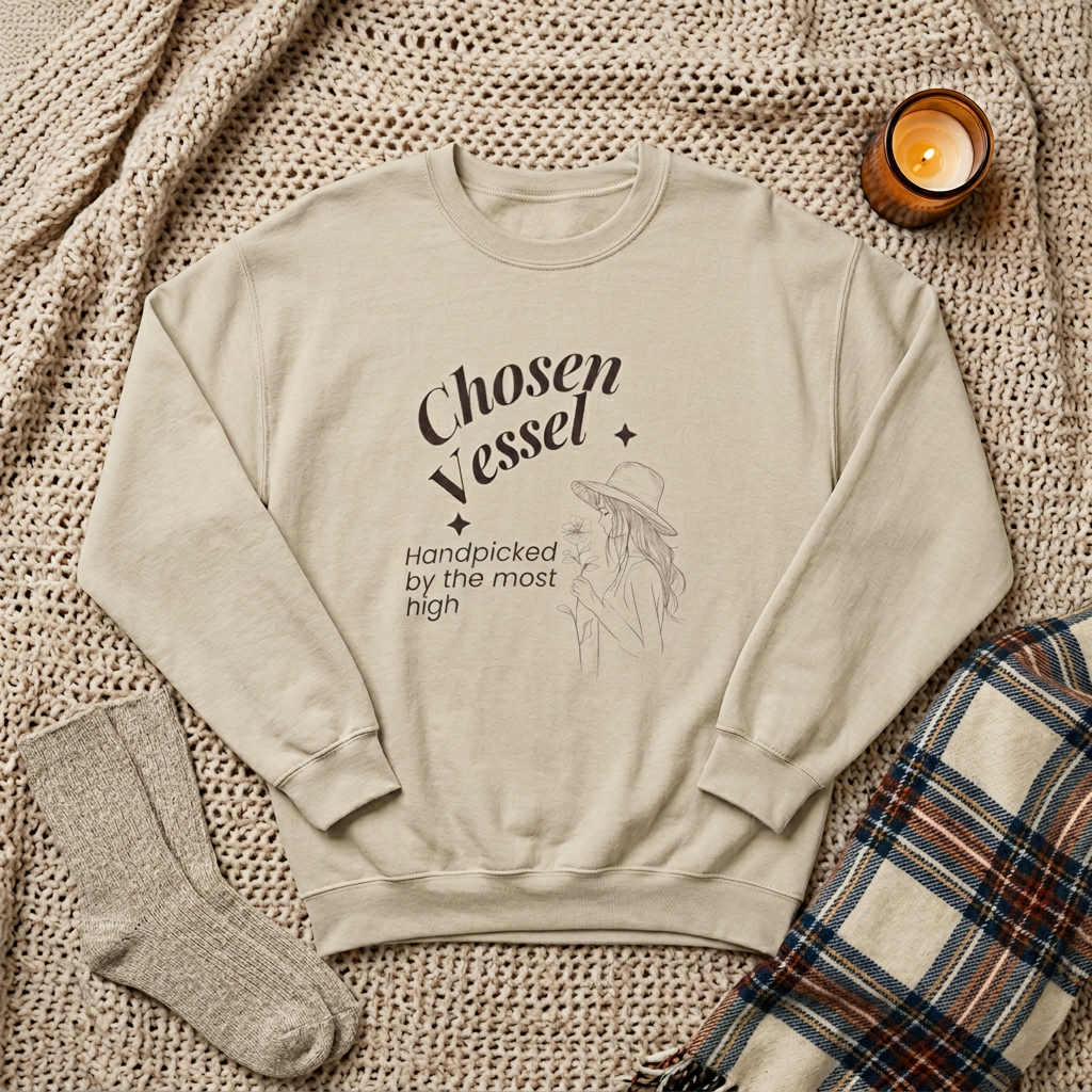 Chosen Vessel Crewneck Sweatshirt – "Handpicked by the Most High" Spiritual Graphic Sweatshirt