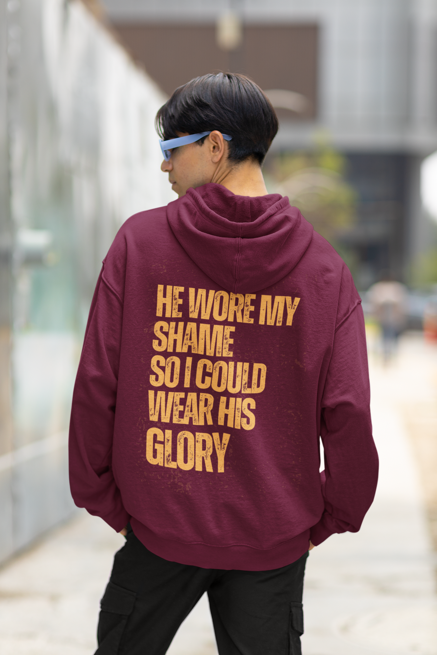 He Wore My Shame So I Could Wear His Glory — Faith Hoodie | Christian Streetwear
