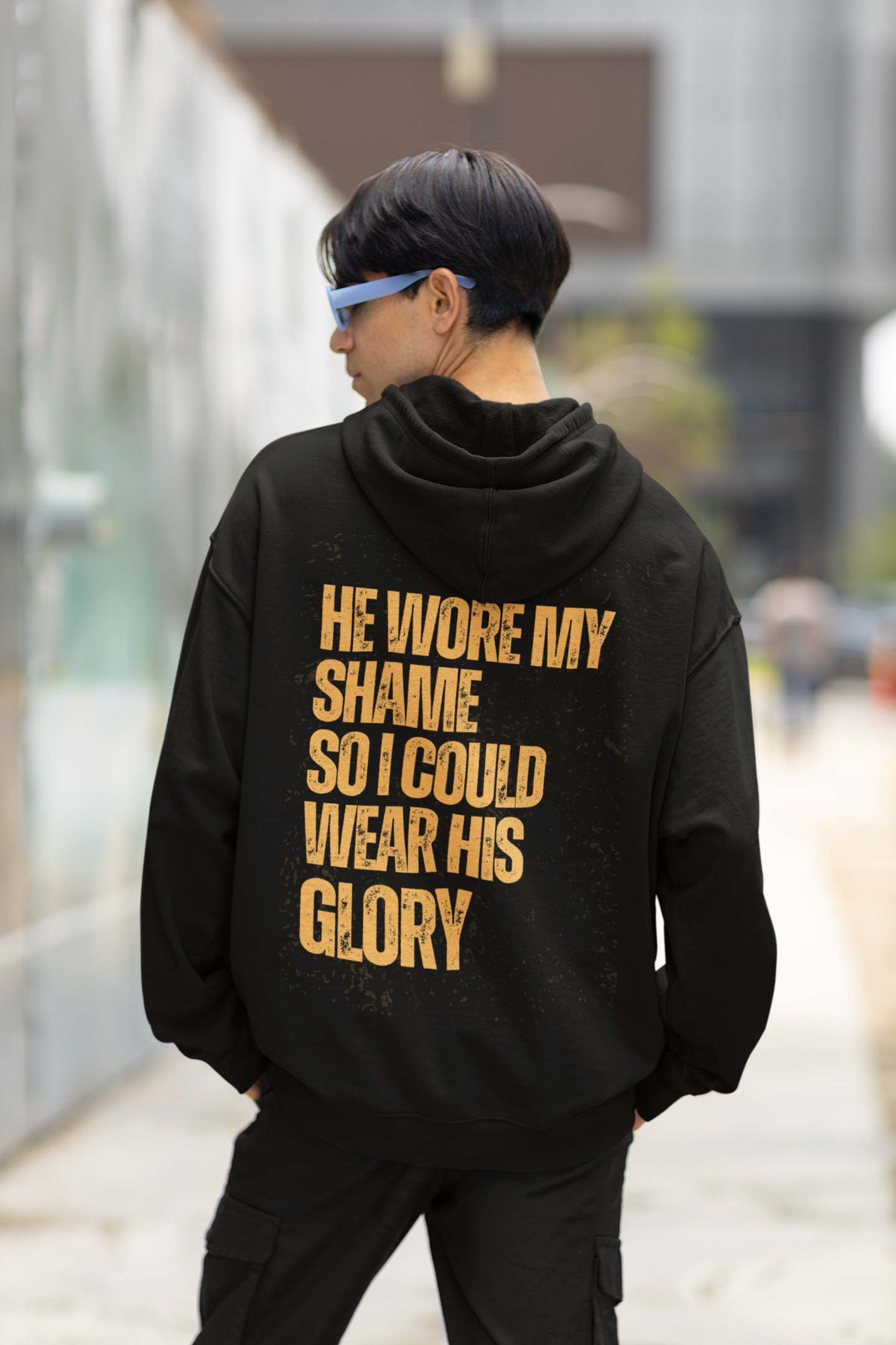 He Wore My Shame So I Could Wear His Glory — Faith Hoodie | Christian Streetwear