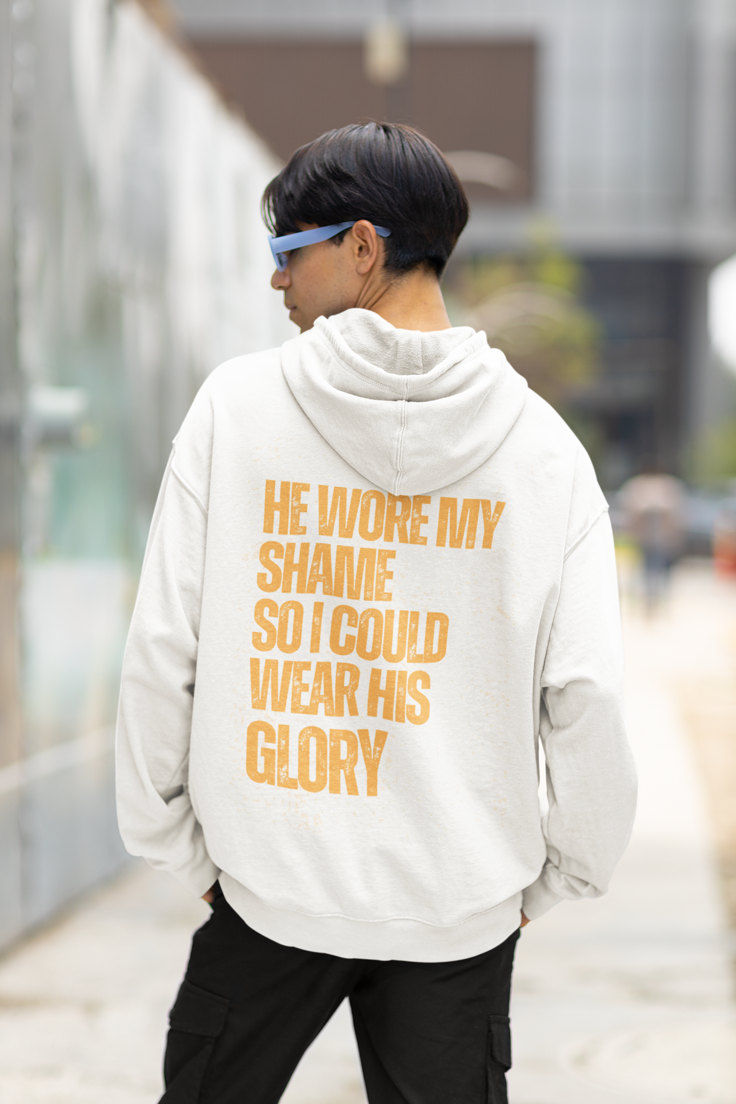 He Wore My Shame So I Could Wear His Glory — Faith Hoodie | Christian Streetwear