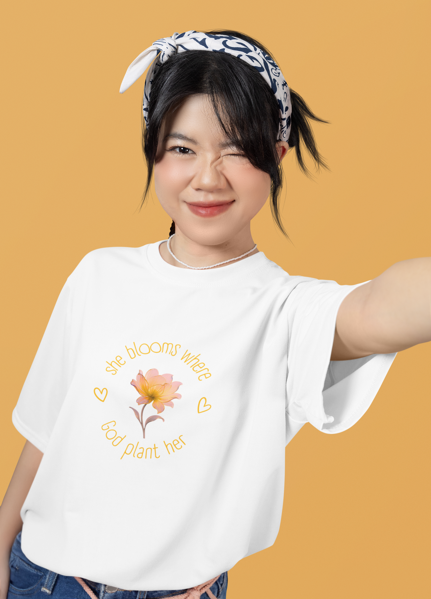 Floral Self-Love Tee — "You Are Worthy" White Cotton T-Shirt
