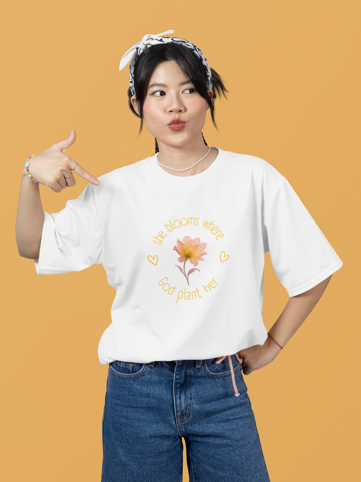 Floral Self-Love Tee — "You Are Worthy" White Cotton T-Shirt