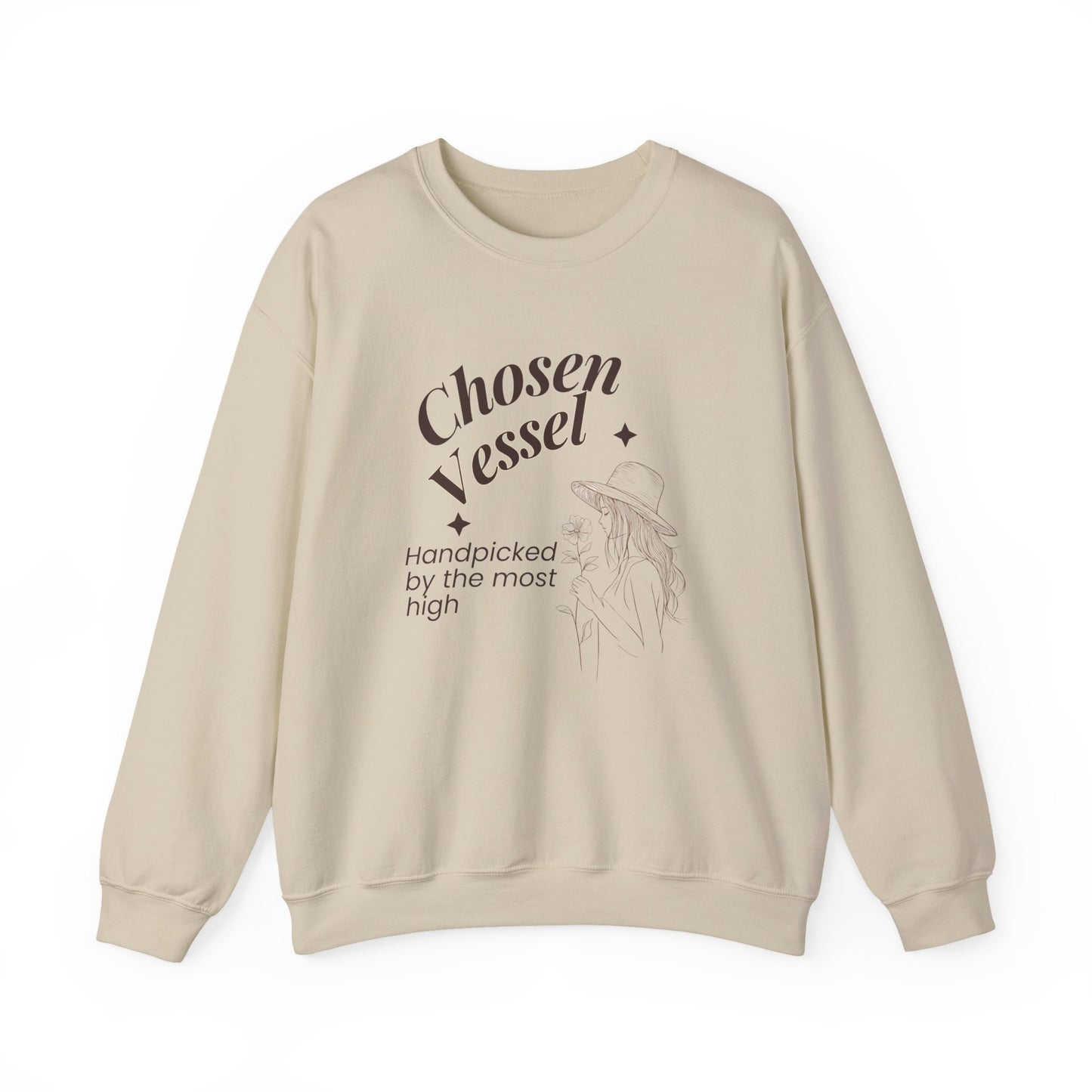 Chosen Vessel Crewneck Sweatshirt – "Handpicked by the Most High" Spiritual Graphic Sweatshirt