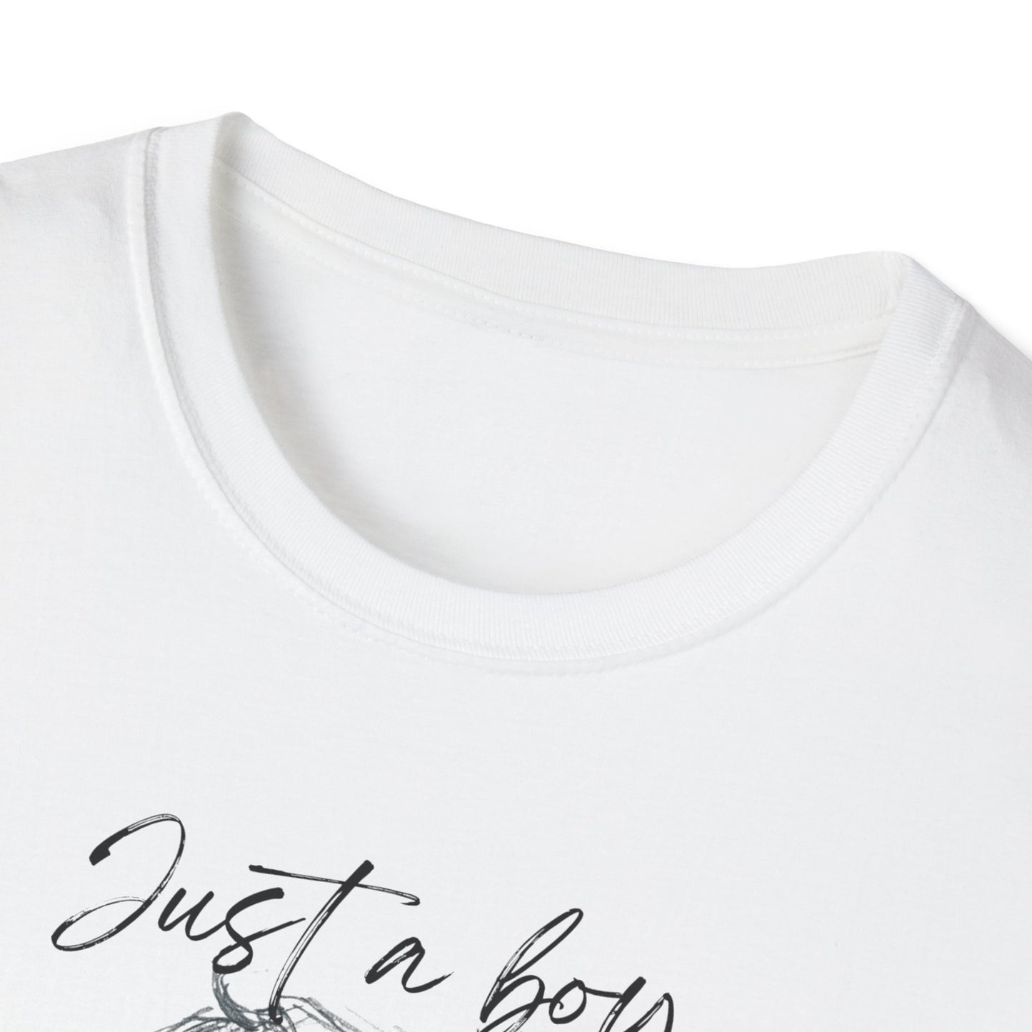 Christian Graphic Tee — "Just a Boy Who Loves Jesus" Portrait T-Shirt