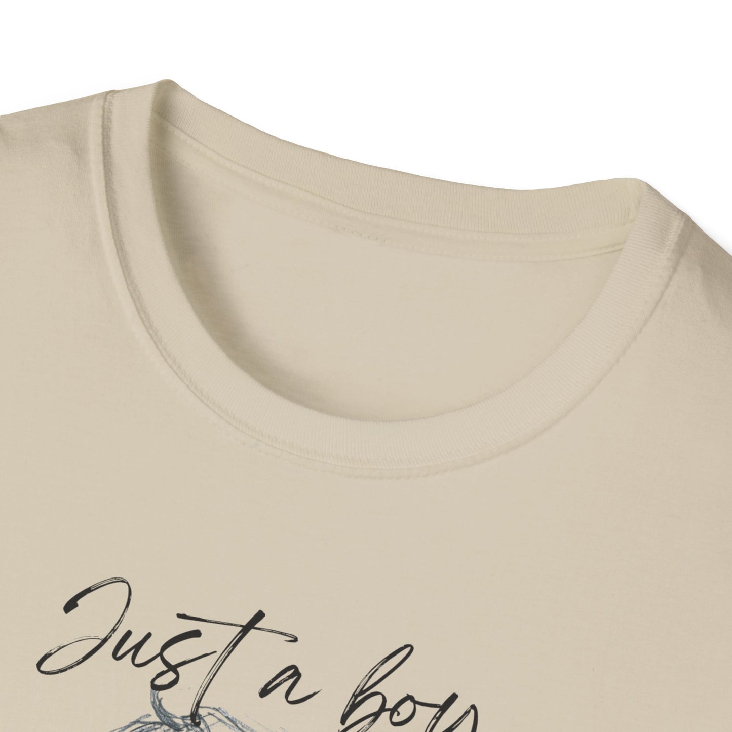 Christian Graphic Tee — "Just a Boy Who Loves Jesus" Portrait T-Shirt